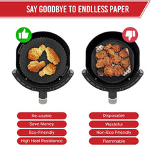 Load image into Gallery viewer, 2-Piece Set of Air Fryer Silicone Liners for 3 to 5 QT Baskets | Small 6.7 inch - Black