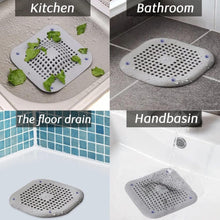 Load image into Gallery viewer, Shower Drain Hair Catcher - 6.57x5.98- inch Square Drain with Suction Cups - 2 Pack (Black)