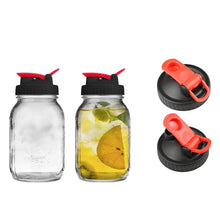 Load image into Gallery viewer, 2 Pack Regular Mouth Flip Cap Mason Jar Lids for Mason Jars - Airtight Sealing, Leak-Proof Design, and Convenient Pouring Spout (Jars Sold Separately) (Red Black)