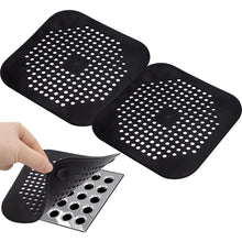 Load image into Gallery viewer, Shower Drain Hair Catcher - 5.7- inch Square Drain with Suction Cups 2 Pack (Black)
