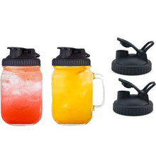 Load image into Gallery viewer, 2 Pack Wide Mouth Canning Lids with Flip-Top Seals for Mason Jars - Reusable, Leak-Proof and Ideal for Pouring Milk, Coffee, Lemonade and More (Jars not Included) - Black