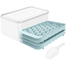 Load image into Gallery viewer, Round Ice Cube Trays for Freezer - Includes 2 Ice Trays with Storage Ice Bucket, & Scoop (Blue)