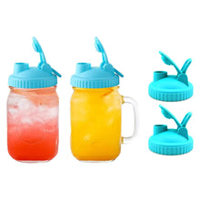 Load image into Gallery viewer, 2 Pack Wide Mouth Canning Lids with Flip-Top Seals for Mason Jars - Reusable, Leak-Proof and Ideal for Pouring Milk, Coffee, Lemonade and More (Jars not Included) - Blue