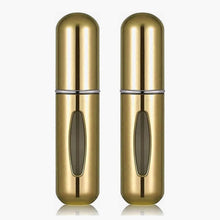 Load image into Gallery viewer, Portable Mini Refillable Perfume/Cologne Atomizer Bottle - great for travel, parties and events - Travel & toiletry accessory great for both men and women - 5ml/0.2oz (Pack of 2 - Gold)