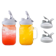 Load image into Gallery viewer, 2 Pack Wide Mouth Canning Lids with Flip-Top Seals for Mason Jars - Reusable, Leak-Proof and Ideal for Pouring Milk, Coffee, Lemonade and More (Jars not Included) - Grey