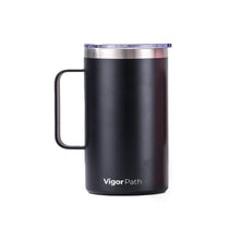 Load image into Gallery viewer, Insulated Coffee Mug with Handle and Sliding Lid (Black)