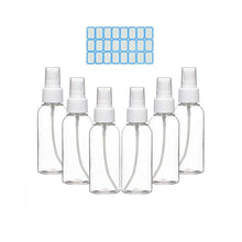 Load image into Gallery viewer, Mini Travel Spray Bottles, Set of 6 with Labels Included - 2oz/50ml
