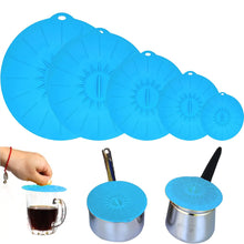 Load image into Gallery viewer, Set of 5 Silicone Lids - Includes 5 Sizes(XS, S, M, L, XL) BPA-Free (Blue)