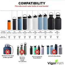 Load image into Gallery viewer, Hydro Flask Wide Mouth Sports Bottle Straw Lids with Hard Handle - BPA-Free (12-64oz) - Includes Replacement Straw & Brush - Fits Most Wide Mouth Bottles - (Set of 2)
