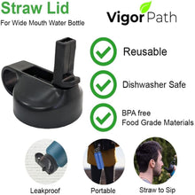 Load image into Gallery viewer, Hydro Flask Wide Mouth Sports Bottle Straw Lids with Hard Handle - BPA-Free (12-64oz) - Includes Replacement Straw & Brush - Fits Most Wide Mouth Bottles - (Set of 2)