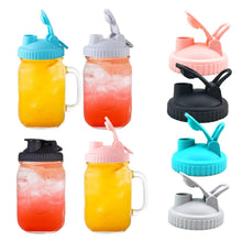 Load image into Gallery viewer, Variety pack of 4 Wide Mouth Canning Lids with Flip-Top Seals for Mason Jars - Reusable, Leak-Proof and Ideal for Pouring Milk, Coffee, Lemonade and More (Jars not Included)
