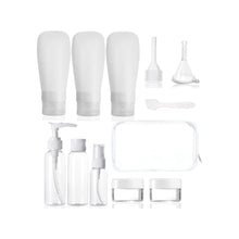 Load image into Gallery viewer, Travel Bottle Set - 11-Piece Portable Squeezable Bottles for Shampoo, Lotion, and Toiletries - Convenient Empty Kit for Stylish and Easy Travel (Clear)
