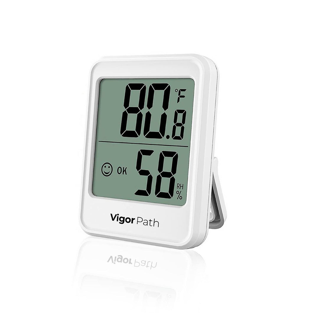 Digital Hygrometer Indoor Thermometer - AAA Battery-Powered Humidity Gauge (White)