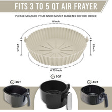 Load image into Gallery viewer, 2-Piece Set of Air Fryer Silicone Liners for 3 to 5 QT Baskets | Small 6.7 inch - White

