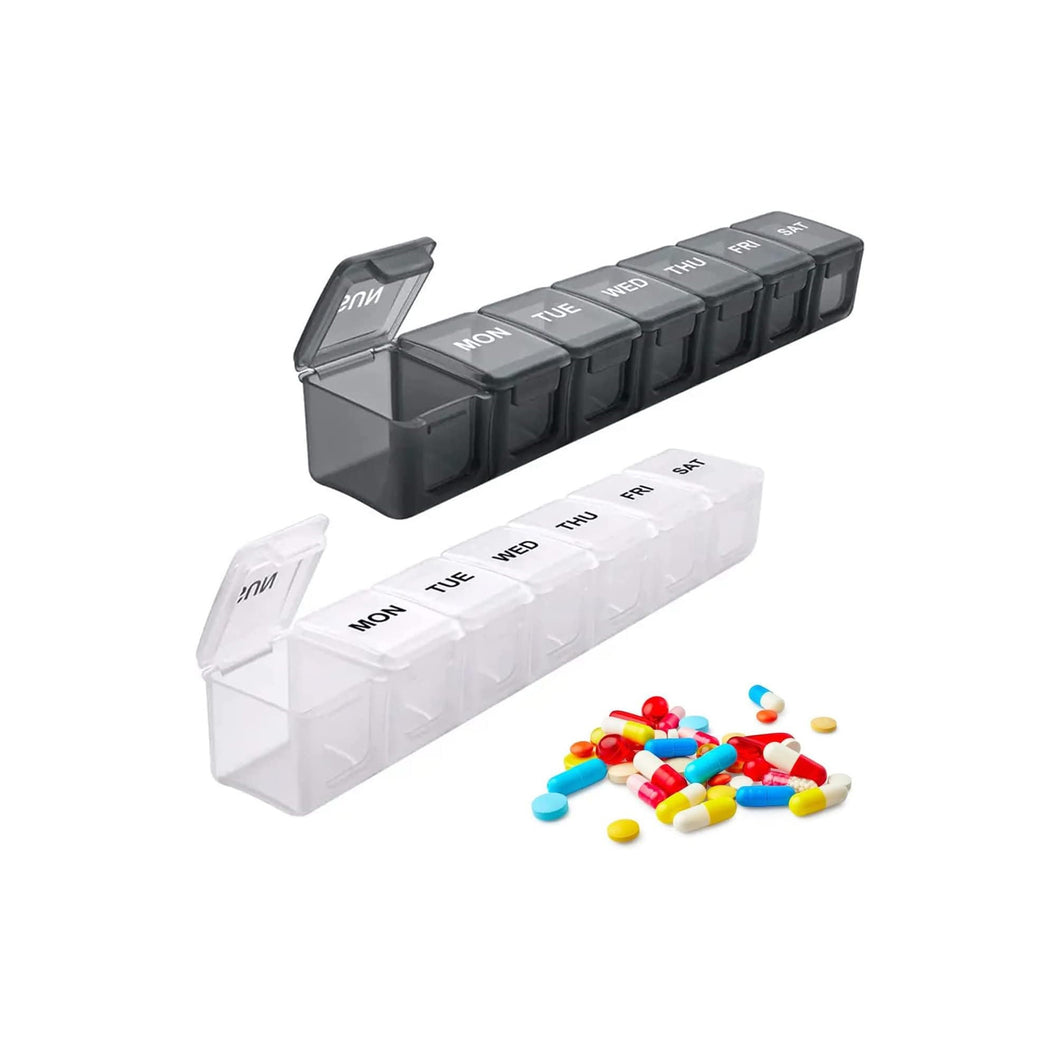 2-Pack Large Weekly Pill Organizer Set (Black + White)