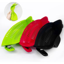 Load image into Gallery viewer, Clip on Strainer Colander - Cooking Strainer with Silicone Grip (Black)

