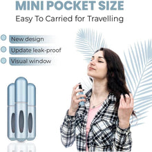 Load image into Gallery viewer, Portable Mini Refillable Perfume/Cologne Atomizer Bottle - great for travel, parties and events - Travel &amp; toiletry accessory great for both men and women - 5ml/0.2oz (Pack of 2 - Pink + Grey)
