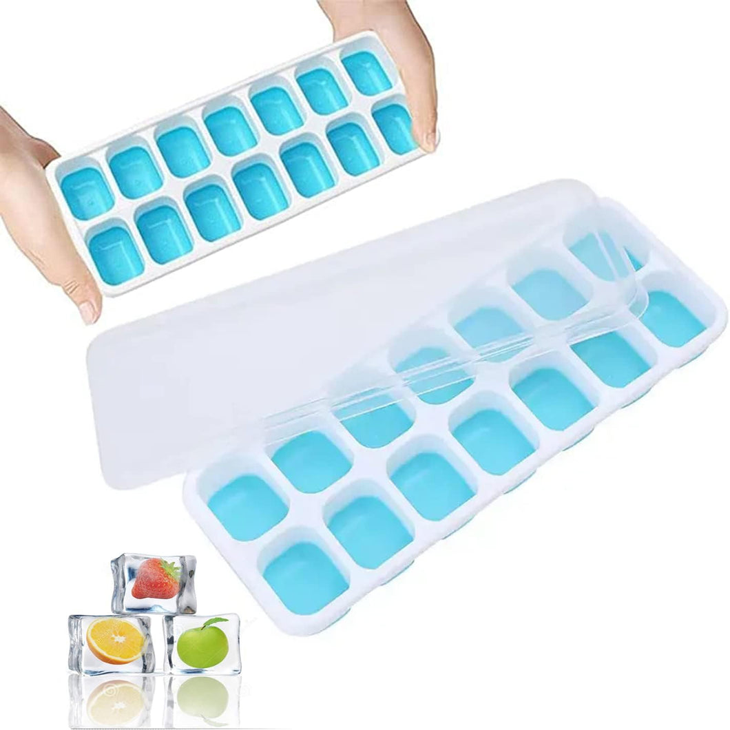 2 Pack Silicone stackable Ice Cube Trays - (White+Blue)