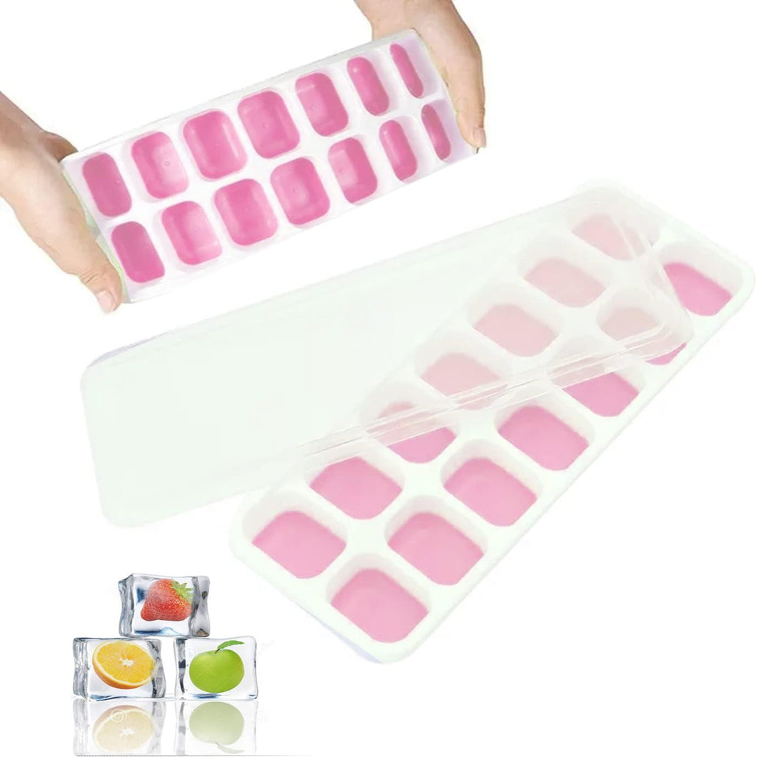 2 Pack Silicone stackable Ice Cube Trays - (White+Pink)