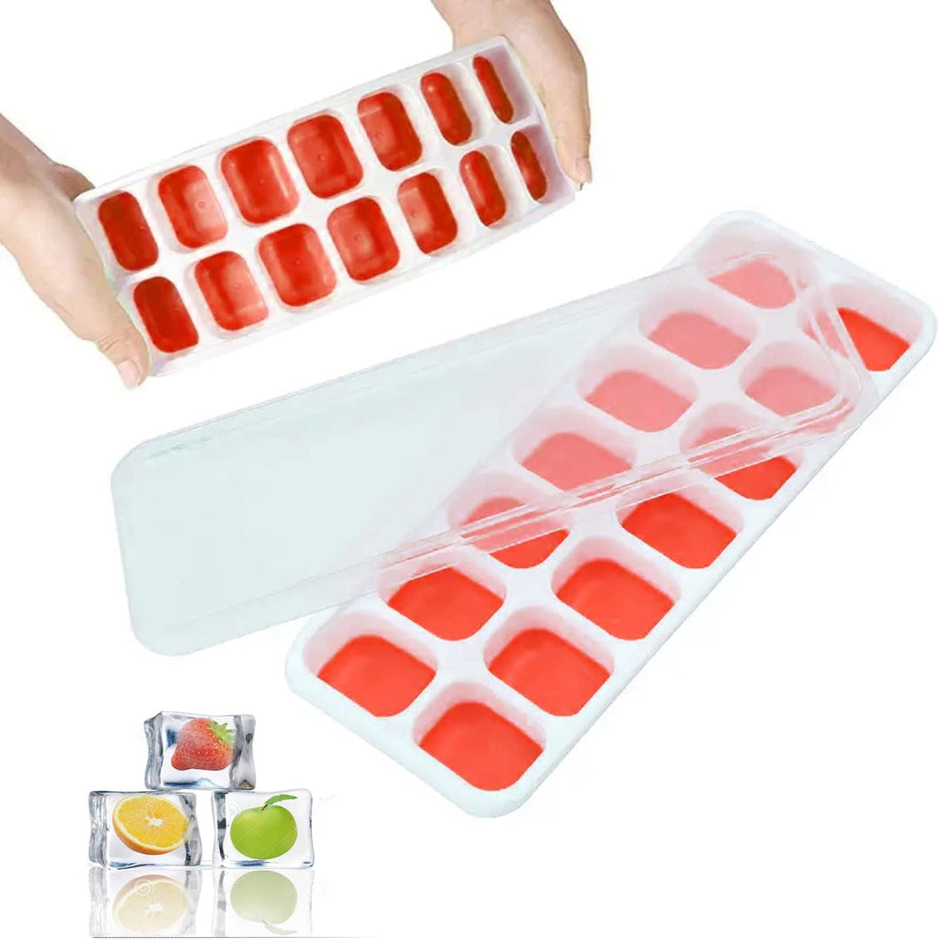 2 Pack Silicone stackable Ice Cube Trays - (White+Red)