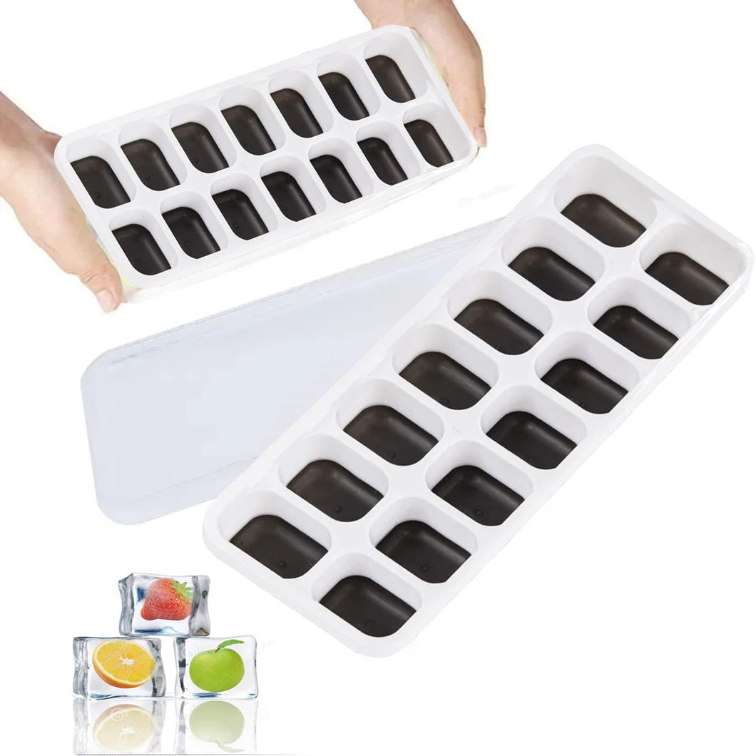 2 Pack Silicone stackable Ice Cube Trays - (White+Black)