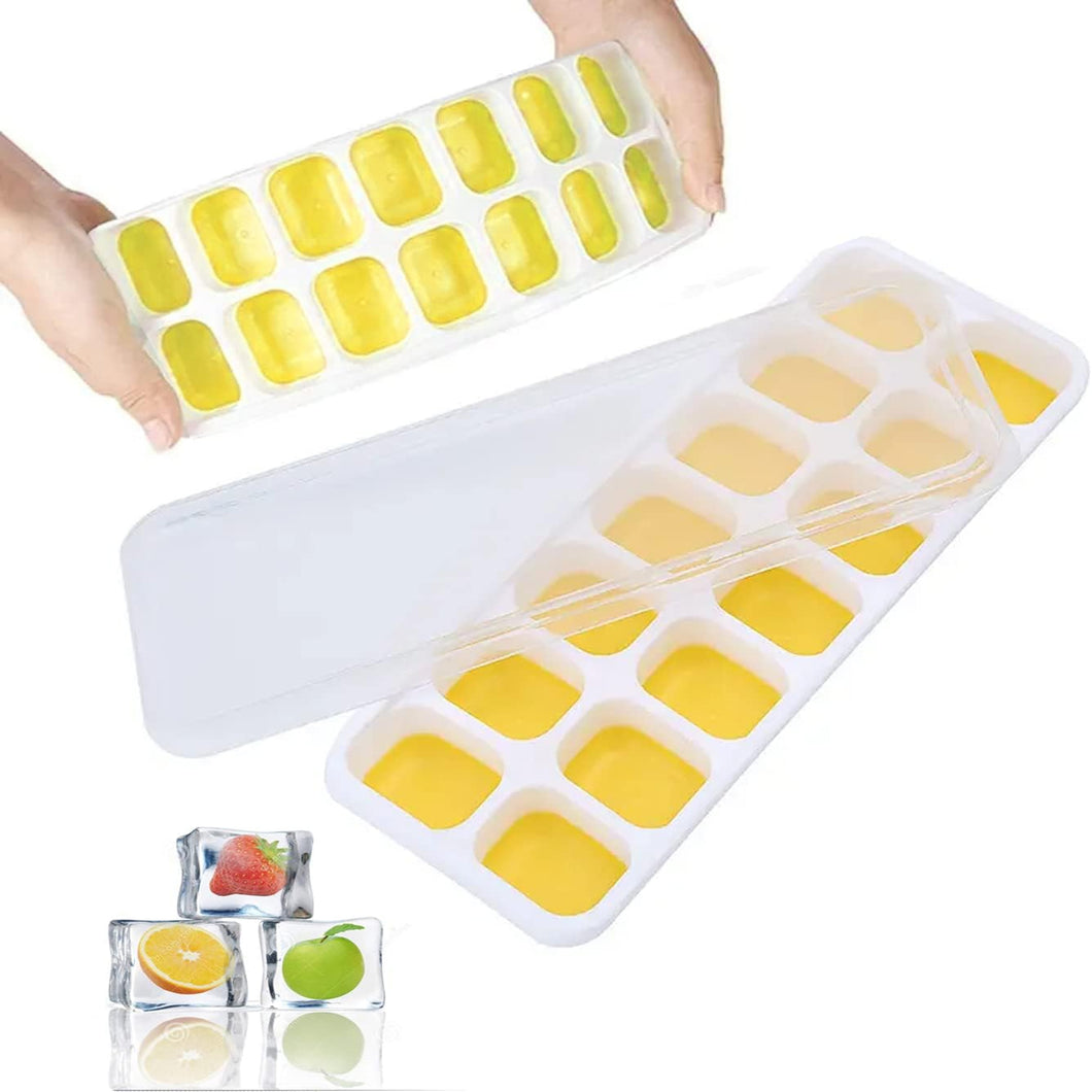 2 Pack Silicone stackable Ice Cube Trays - (White+Yellow)