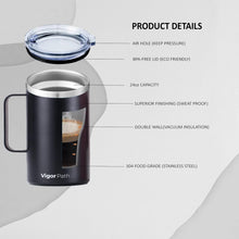 Load image into Gallery viewer, Insulated Coffee Mug with Handle and Sliding Lid (Black)
