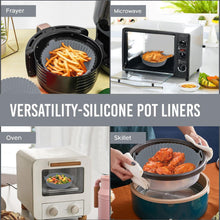 Load image into Gallery viewer, 2-Piece Set of Air Fryer Silicone Liners for 3 to 5 QT Baskets | Small 6.7 inch - Grey
