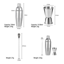 Load image into Gallery viewer, Cocktail Shaker Bar Set - Professional Margarita Mixer with Measuring Jigger &amp; Mixing Spoon - 750ml / 25oz
