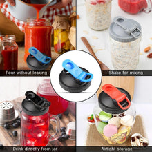 Load image into Gallery viewer, 2 Pack Wide Mouth Flip Cap Mason Jar Lids for Mason Jars - Airtight Sealing, Leak-Proof Design, and Convenient Pouring Spout (Jars Sold Separately) (Red Black)
