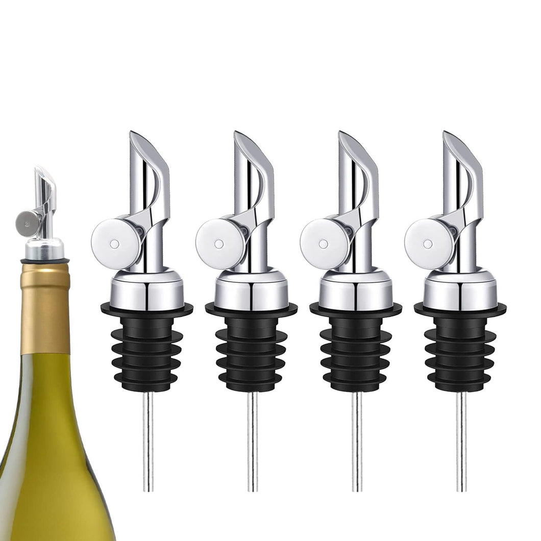 4 Pcs Weighted Stainless Steel Liquor Bottle Pourers (Silver)