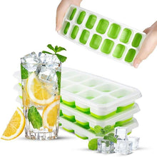 Load image into Gallery viewer, 4 Pack Silicone stackable Ice Cube Trays - (White+Green)
