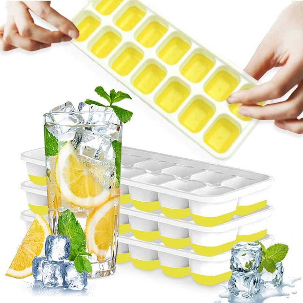 4 Pack Silicone stackable Ice Cube Trays - (White+Yellow)