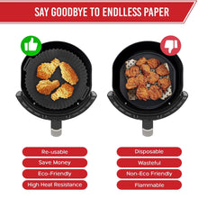 Load image into Gallery viewer, 2-Piece Set of Air Fryer Silicone Liners for 3 to 5 QT Baskets | Large 7.9 inch - Black
