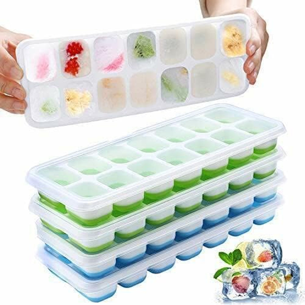 4 Pack Silicone stackable Ice Cube Trays - (Variety Pack)