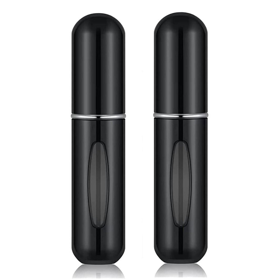 Portable Mini Refillable Perfume/Cologne Atomizer Bottle - great for travel, parties and events - Travel & toiletry accessory great for both men and women - 5ml/0.2oz (Pack of 2 - Black)