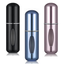 Load image into Gallery viewer, Portable Mini Refillable Perfume/Cologne Atomizer Bottle - great for travel, parties and events - Travel &amp; toiletry accessory great for both men and women - 5ml/0.2oz (Variety Pack of 3 - Black, Blue, Pink)
