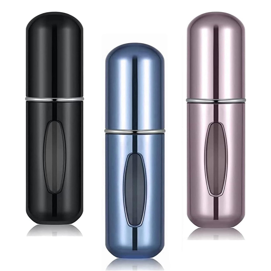 Portable Mini Refillable Perfume/Cologne Atomizer Bottle - great for travel, parties and events - Travel & toiletry accessory great for both men and women - 5ml/0.2oz (Variety Pack of 3 - Black, Blue, Pink)