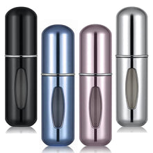 Load image into Gallery viewer, Portable Mini Refillable Perfume/Cologne Atomizer Bottle - great for travel, parties and events - Travel &amp; toiletry accessory great for both men and women - 5ml/0.2oz (Variety Pack of 4 - Pink, Grey, Blue, Black)
