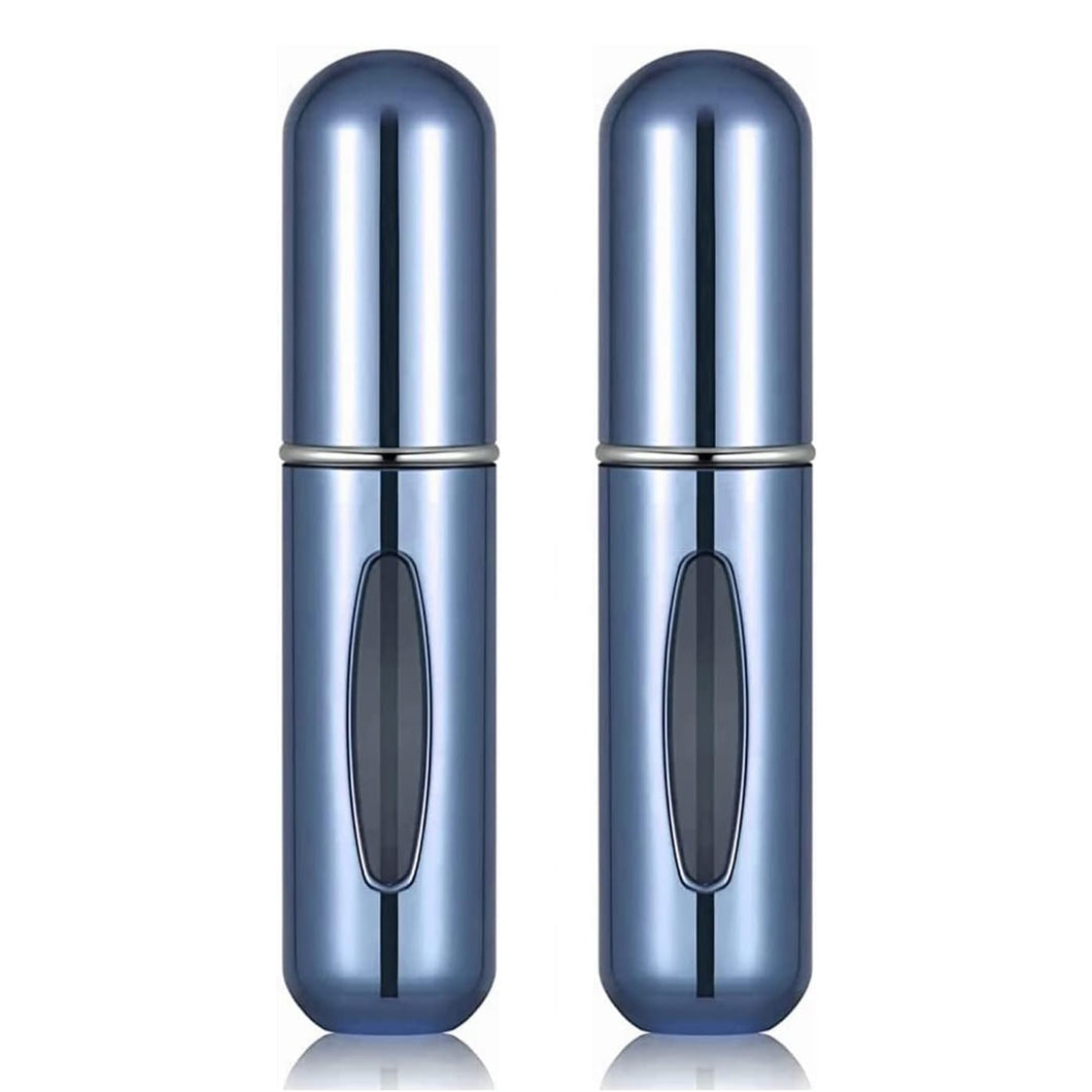 Portable Mini Refillable Perfume/Cologne Atomizer Bottle - great for travel, parties and events - Travel & toiletry accessory great for both men and women - 5ml/0.2oz (Pack of 2 - Blue)