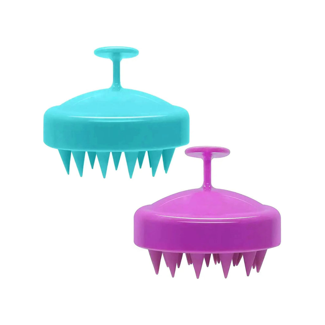 2 Pack Hair Scalp Massager Shampoo Brush with Soft Silicone Bristles for Removing Dandruff, Waterproof Hair Scrubber for Wet & Dry Hair, Ideal for Men & Women (Blue & Purple)