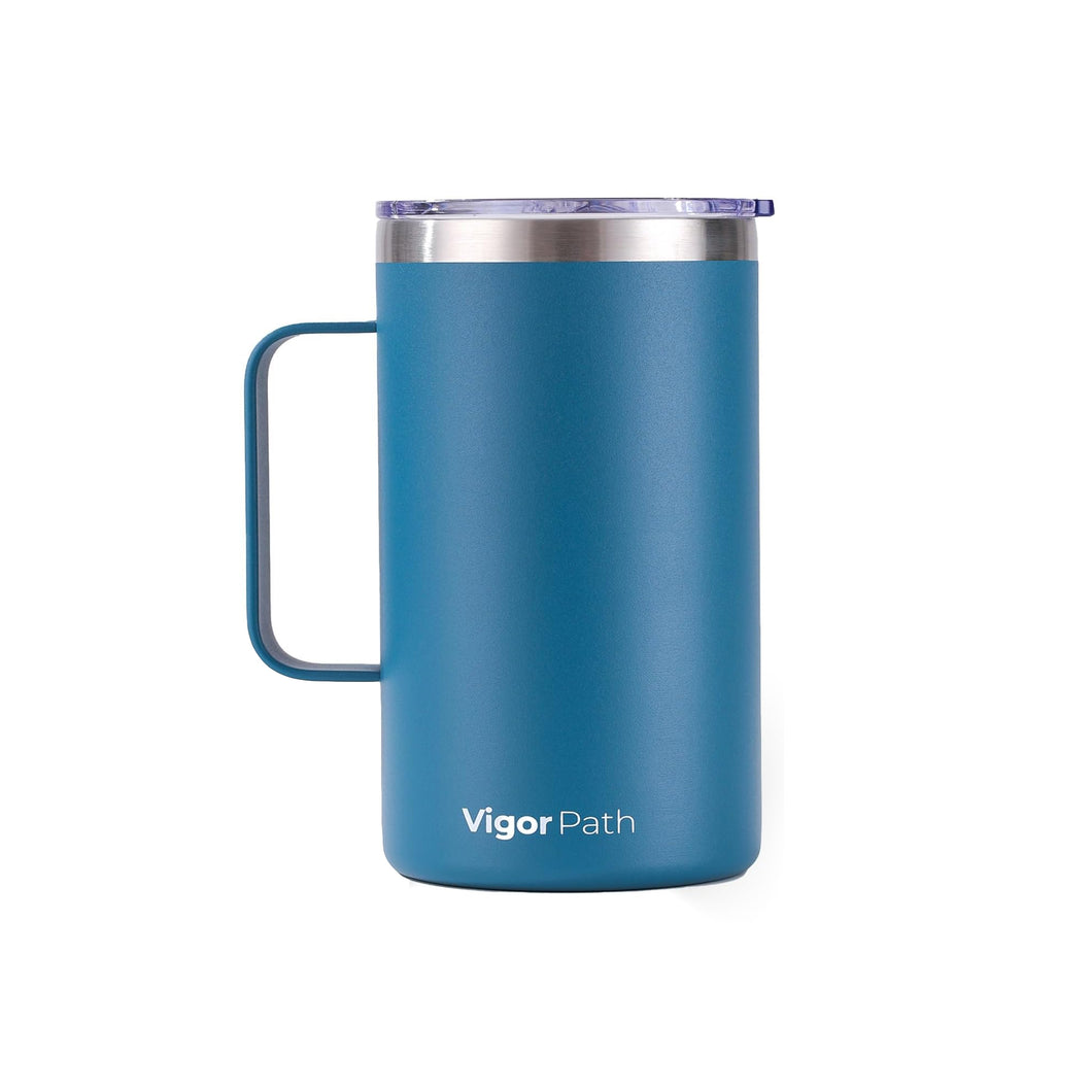 Insulated Coffee Mug with Handle and Sliding Lid (Dark Blue)