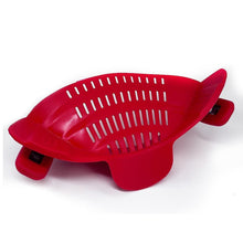 Load image into Gallery viewer, Clip on Strainer Colander - Cooking Strainer with Silicone Grip (Red)
