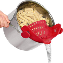 Load image into Gallery viewer, Clip on Strainer Colander - Cooking Strainer with Silicone Grip (Red)
