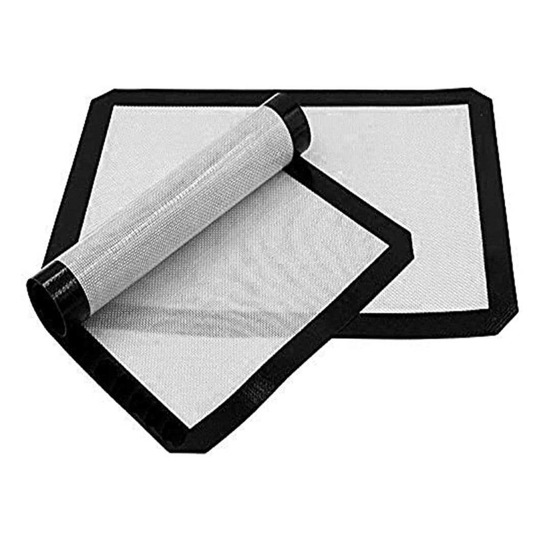 Premium Non-Stick Silicone Baking Mat Set of 2 Sheets - 15.7'x19.7'inch - Food Safe, Heat-Resistant, Reusable & Nonstick Mat for Cookie Oven, Macarons, Bread & Pastry - Black (Medium)